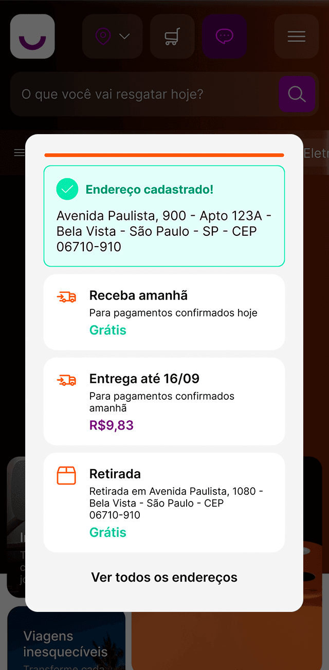 App Troca Pontos — categorias de prêmios